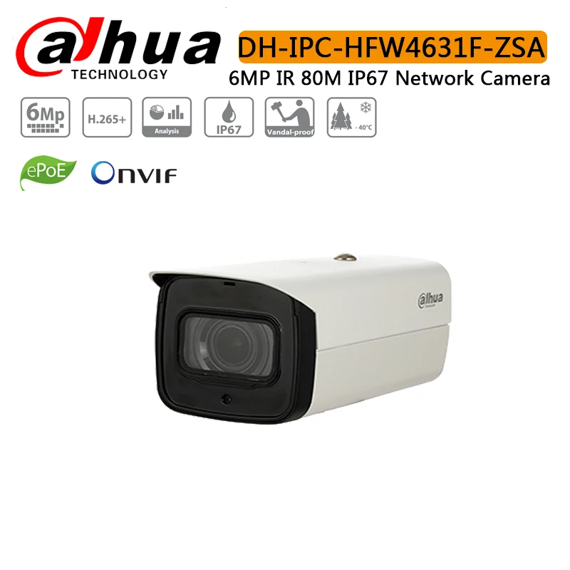 DH IPC HFW4631F ZSA ZAS 6MP IP Камера 5X Zoom Bullet 60 м ИК Micro SD Card Slot аудио IP67 IK10 с логотипом|Камеры