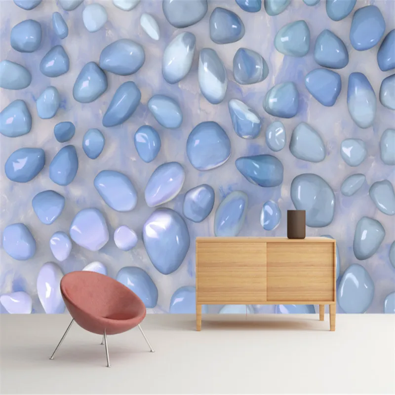 

custom modern 3d photo non-woven wallpaper wall 3d mural wallpaper blue and simple 3d pebble marble texture background wall