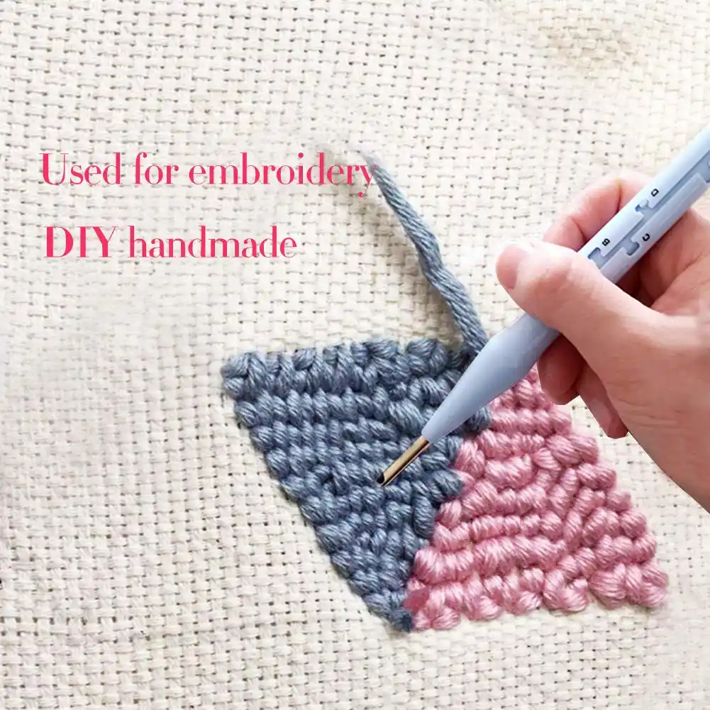 Punch Needle Cloth for Embroidery Floss Cross Stitching Beginners 20 Pieces Embroidery Punch Needle Kits Adjustable Rug Yarn Punch Needle Wooden Handle Embroidery Pen Needle Threader