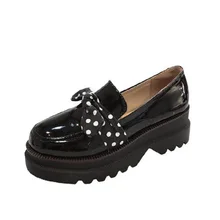 Новые модные весенние повседневные тонкие туфли из искусственной кожи на толстой подошве, обувь с открытым носком и бантом, увеличивающая рост