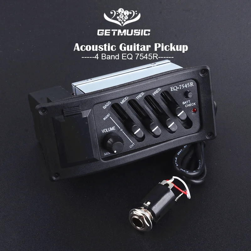 

Professional 4 Band Acoustic Guitar Preamp Amplifier EQ 7545R Pickup 6.5MM Output Acoustic Guitar Acceseories Drop Shipping
