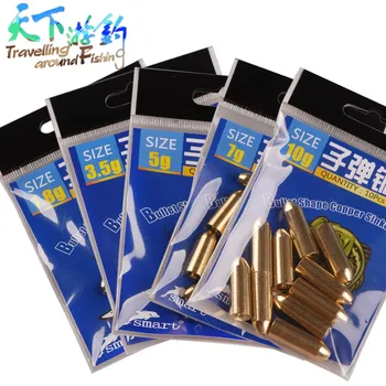 

TAF 10pcs Fishing Lead Sinkers Bullet Copper 1.8g 3.5g 5g 7g 10g Split Shot Fishing Weight Accessories Tackle Tools Pesca Peche