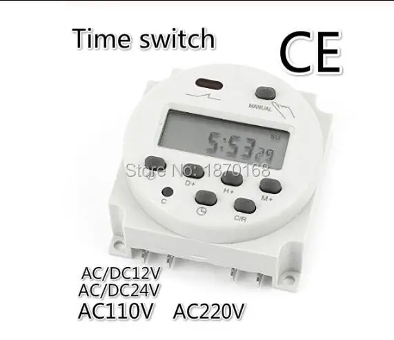 

CN101A AC/DC12V 24V 110V 220V 16A Digital LCD Power Programmable Timer Time Relay Switch Support 17-times Daily Weekly Program