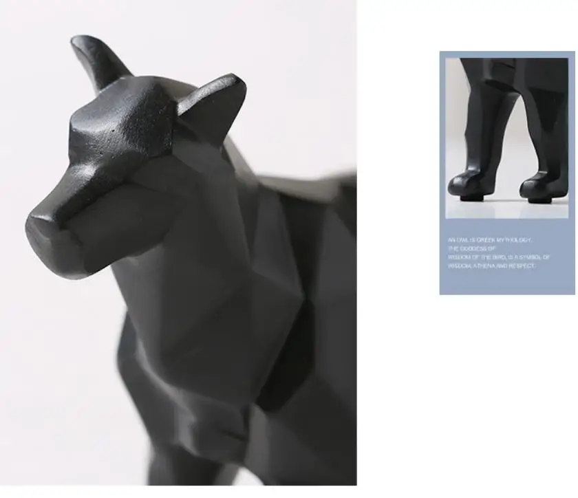 Новые продукты черно-белая фигурка волка простая Геометрическая оригами скульптура животного украшение дома
