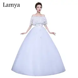 Ламия большой размер, принцесса с открытыми плечами кружевной вырез лодочкой свадебное платье 2019 Модные свадебные платья vestido de casamento