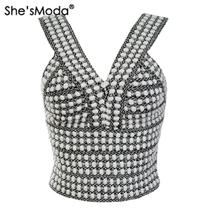 grey She'sModa вязанные цветные с v-образным вырезом толстые новые женские топы из спандекса майка M-2XL размера плюс - Цвет: grey