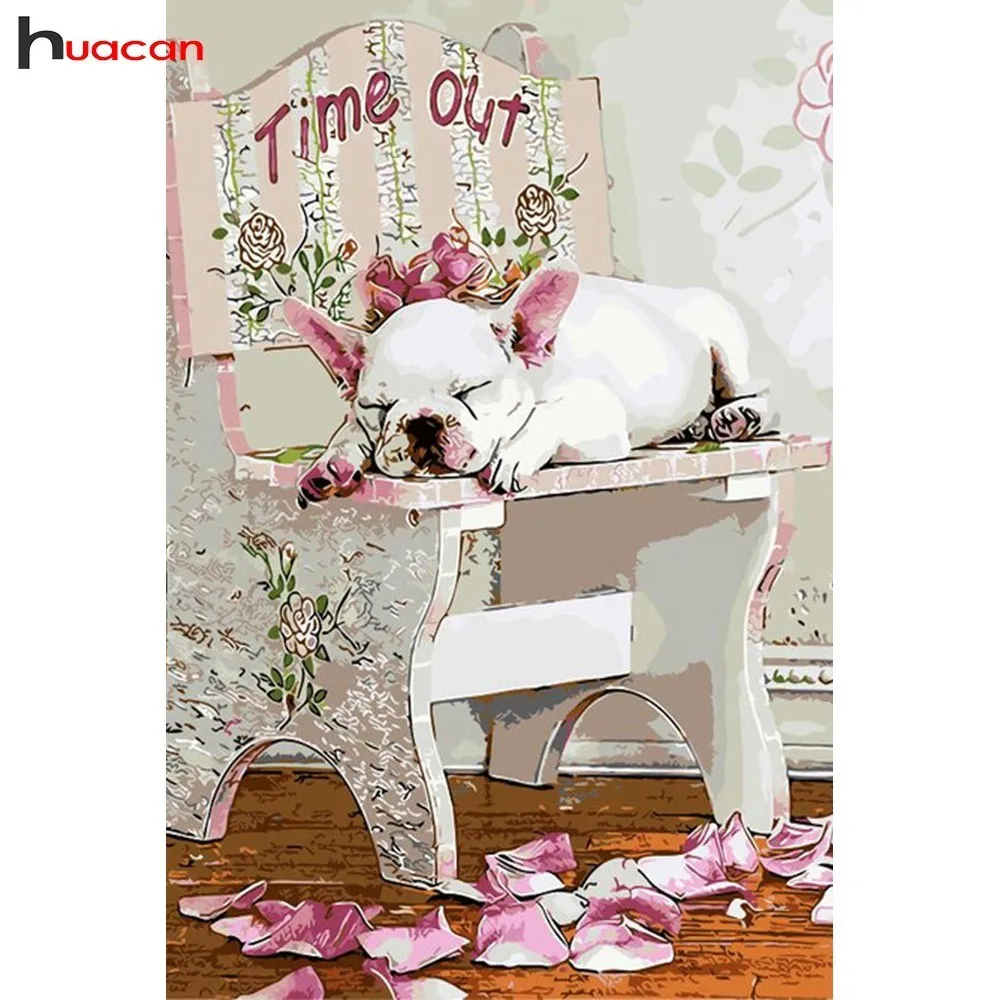 

HUACAN 3D Diamond Painting Dog Diamond Embroidery DIY Stich Full Round Drill Resin Rhinestone Painting Decoration Home