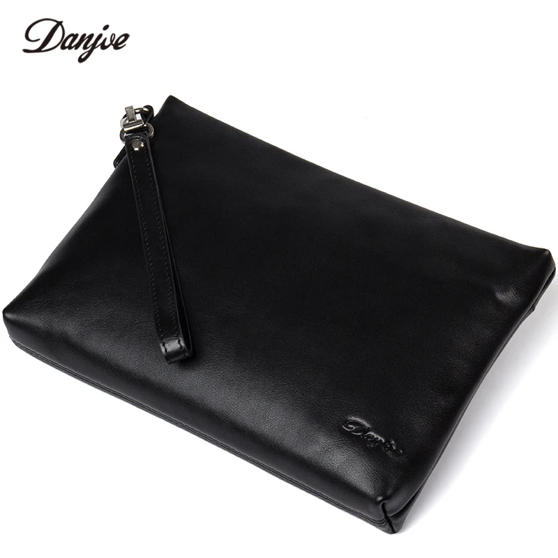 

DANJUE Luxury Genuine Leather Day Clutches Bag Men Business Phone Bag Natural Real Cowhide Men Purse Wallet Bags