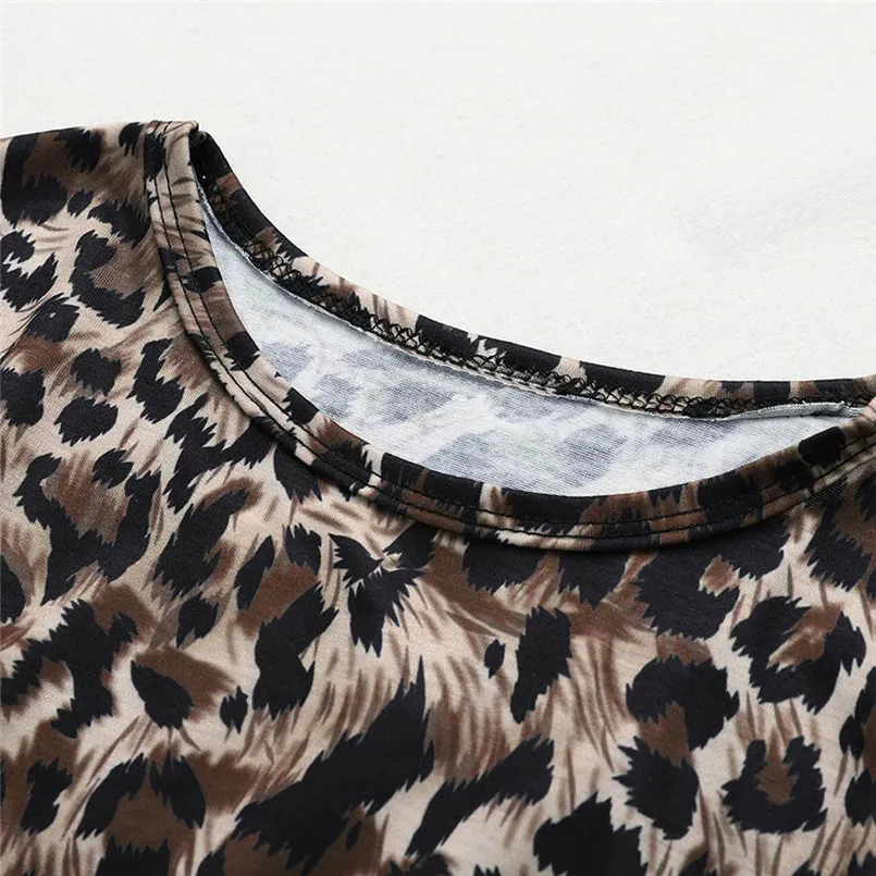 Sexy Loose Long Sleeve Color Patchwork Leopard Print Bandage Sweater Female Top Vintage Vetement Femme Clothes 40NV23 (2)