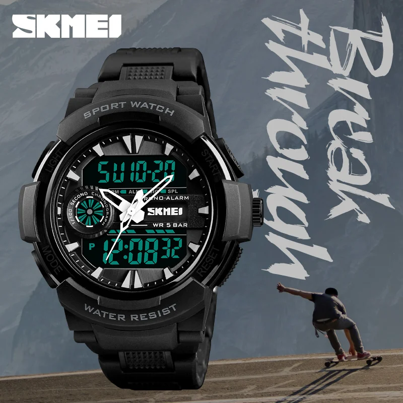 SKMEI спортивные часы водонепроницаемые Chrono Цифровые кварцевые мужские модные