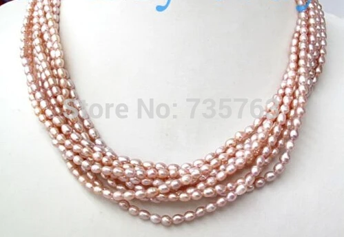 

HOT N299 9 Strands 6mm Peach & Lavender FW Pearl Necklace