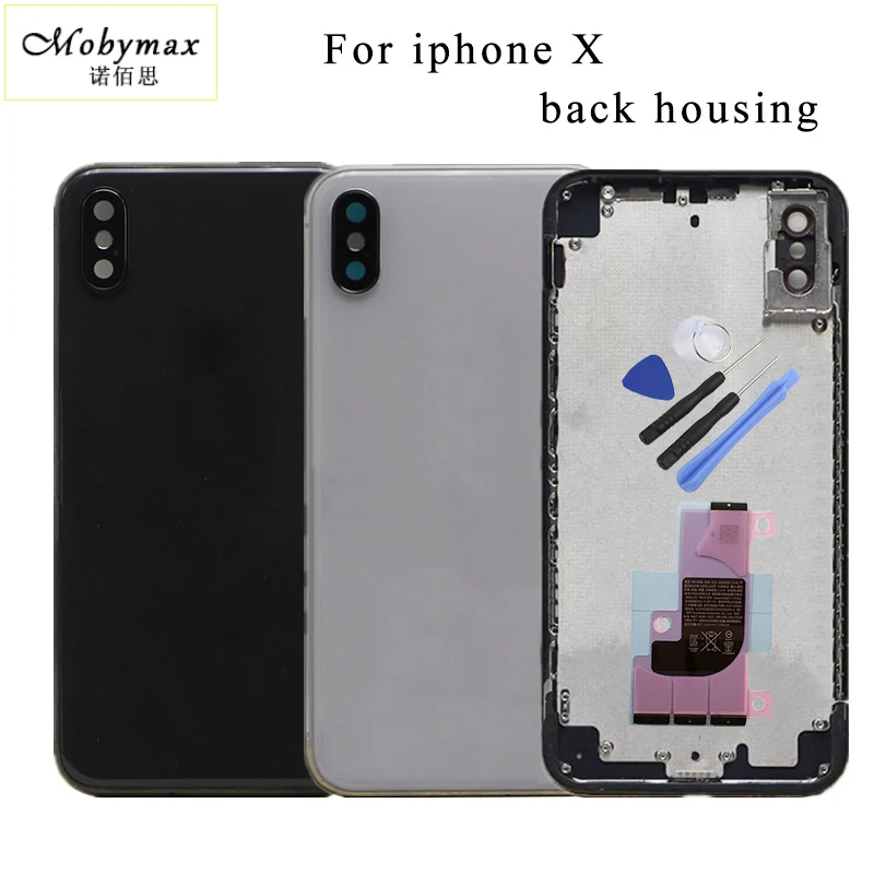 

Chassis Back Housing Battery Cover Coque Fundas for iPhone X +LOGO&Buttons&Sim Tray+ battery Sticker+Tool