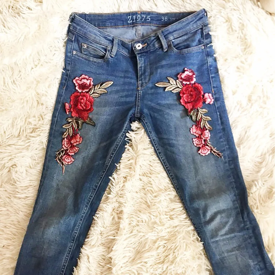 flower patch jeans