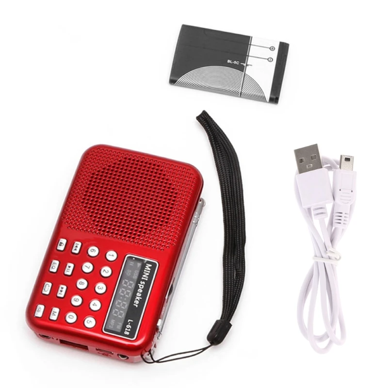 Мини lcd цифровой аудио FM радио USB Micro SD TF карта динамик MP3 музыкальный плеер - Цвет: Красный