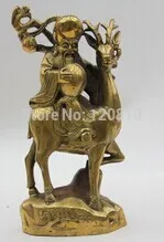 

Oriental Bronze Statue Sculpture Collectible Collection the God of Longevity ride Deer T037