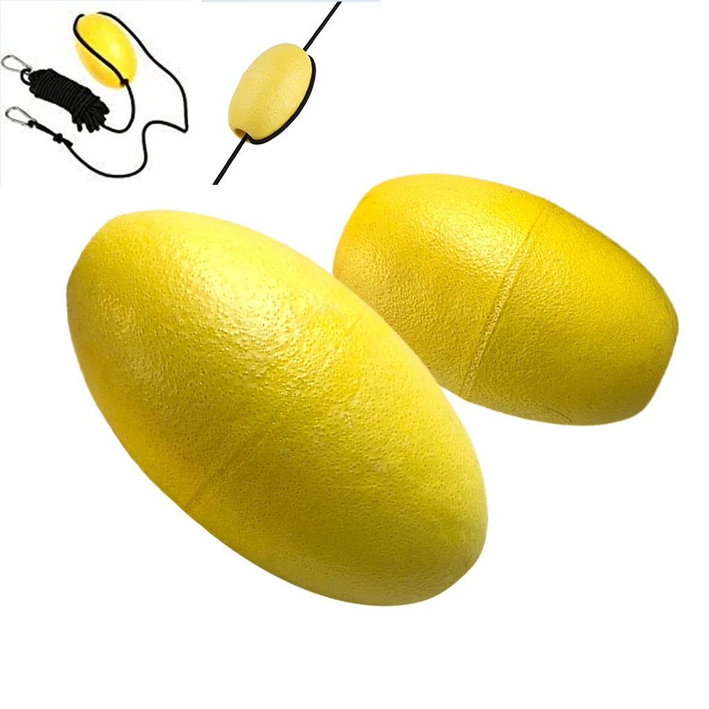 EVA 2 Pieces Yellow EVA Kayak Drift Anchor Float Buoy for Tow Rope Throw Line Replacement Accessories