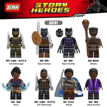 Черная пантера Marvel Super Hero M'baku Shuri Erik Killmonger W'kabi фильм строительные блоки наборы игрушки для детей X0191