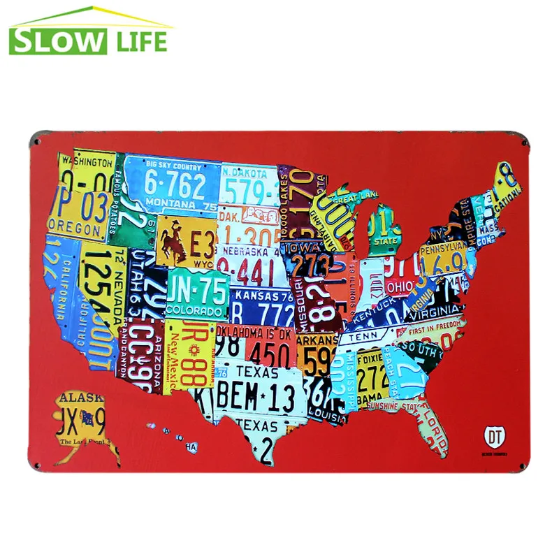 

Map of the United States Sign Wall Decor Metal Sign Vintage Home Decor Tin Sign Metal Plaque Cool Metal Plate Retro Metal Poster