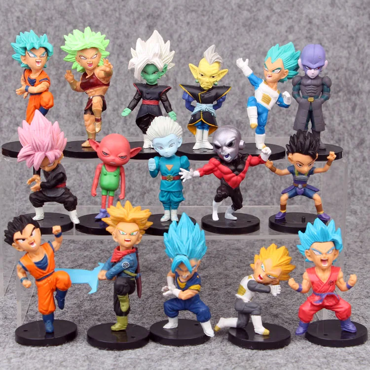 

2018 Dragon Ball Z PVC Figures Toys 16pcs/set Rose Black Son Goku Gohan Vetega Hit Cabba Trunks Jiren Grand Priest Zamasu Kale