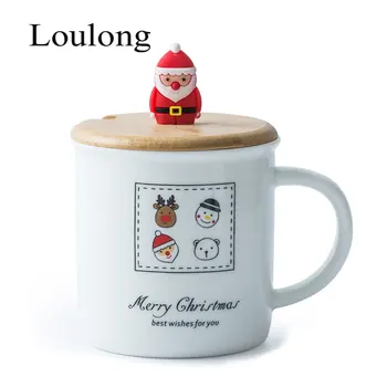 

2017 New Pattern Santa Claus Snowman Ceramics Mugs 3-dimensional 3d Merry Christmas Doll Gifts Cover Spoon Coffee Cup Wholesale