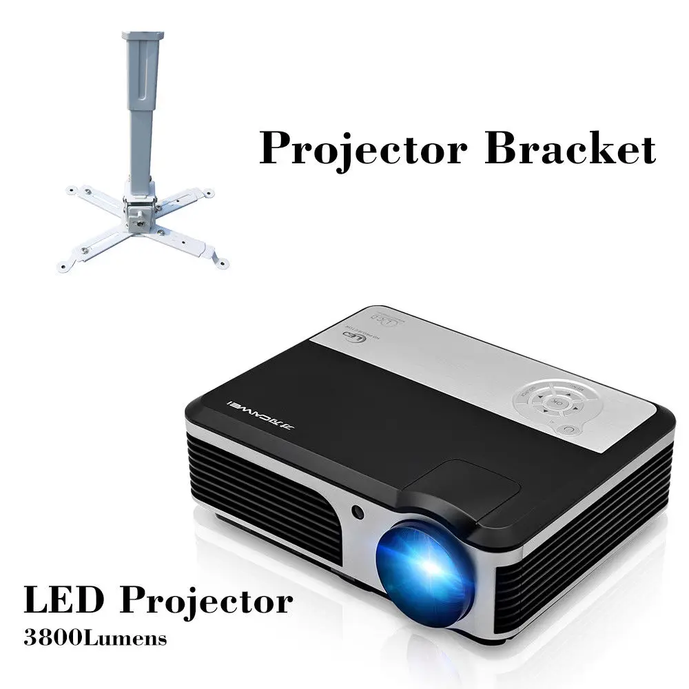 

CAIWEI Digital Home Theater LCD Projector Multimedia Beamer LED Video Movie Game TV Proyector Surpport 1080p with bracket holder