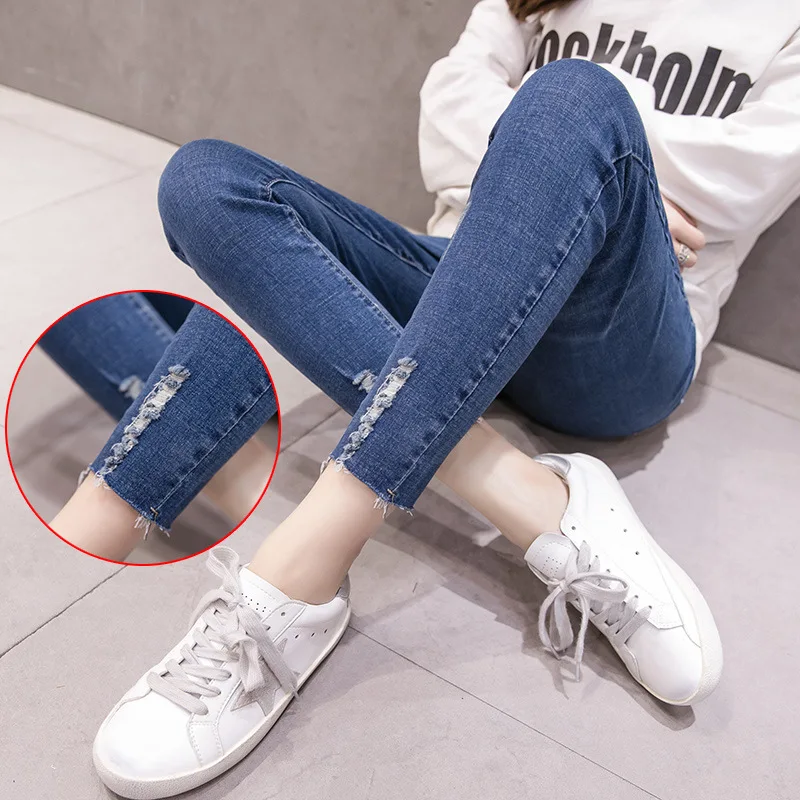 

Broken ladies pants Stretch Denim Maternity Jeans For Pregnant Women Clothes Elastic Waist Leggings Pregnancy Maternal clothes