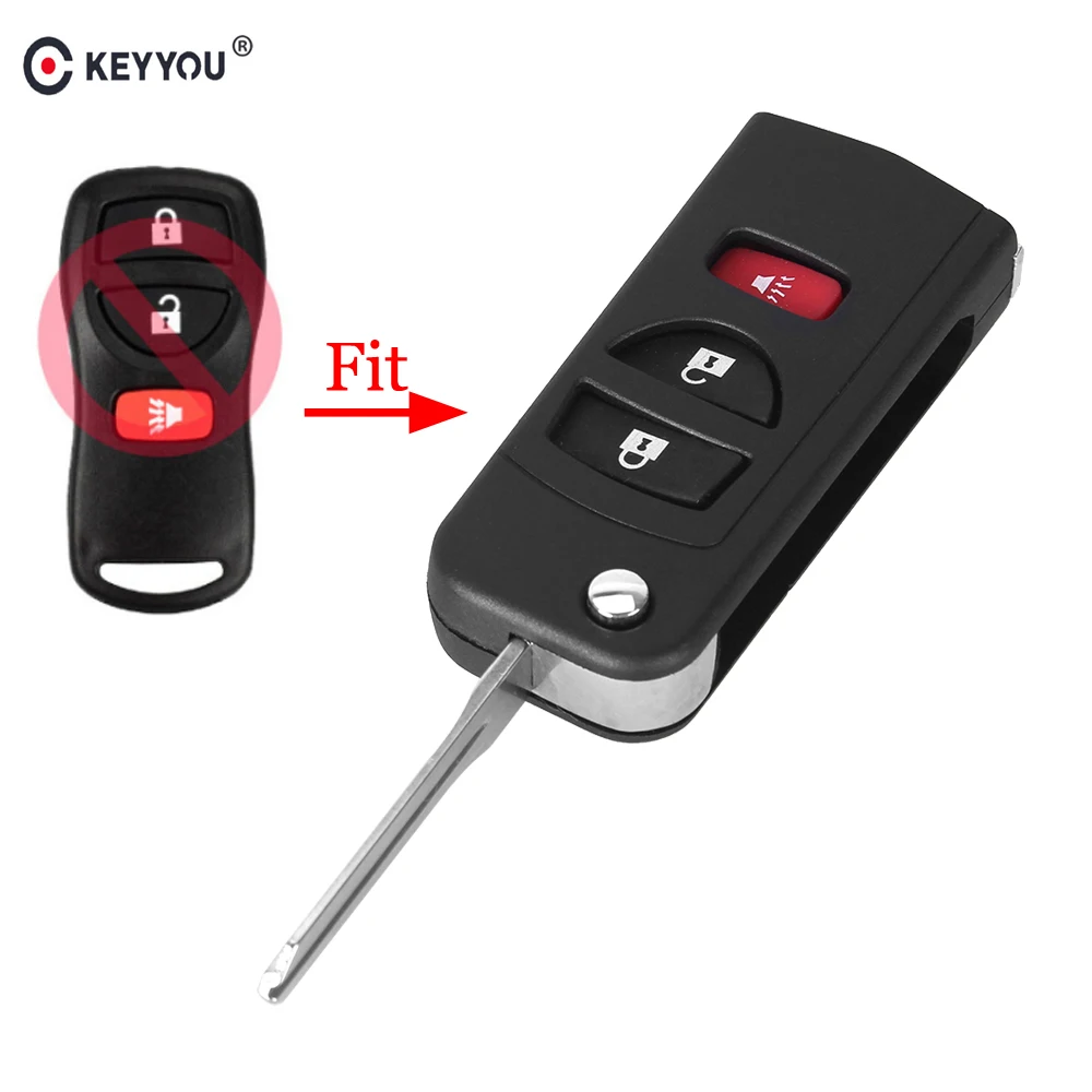 

KEYYOU Modified 3 Buttons Remote Flip Folding Key Shell For Nissan Quest Murano Armada Titan Xterra Frontier Pathfinder