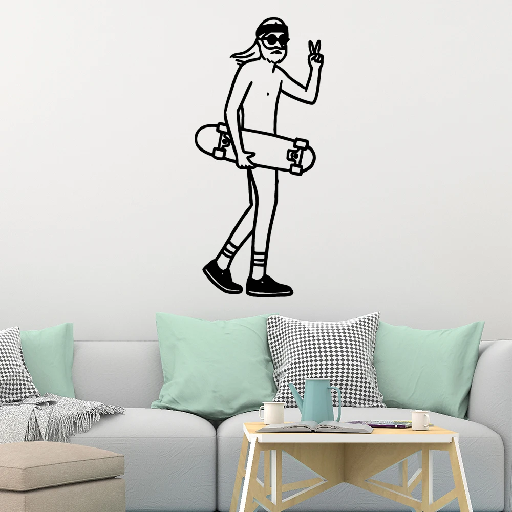 

Removable Skateboard Cartoon Wall Decals Pvc Mural Art Diy Poster Kids Room Nature Decor Vinyl Art Decals