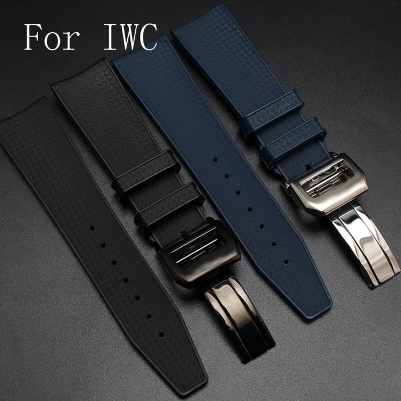 

Luxury Band,20mm 22mm Super Flexibility And Durability Rubber Strap Watchband For IW C With development Clasp Buckle With Logo