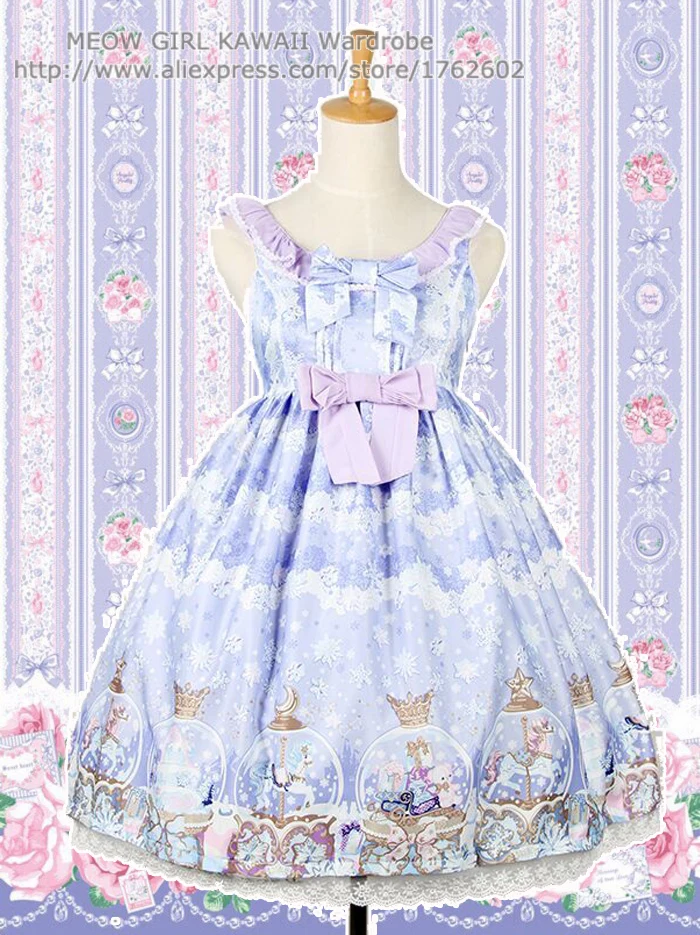 

Super Cute AP Crystal Ball Trojan Horse Bear Fairytale JSK Lolita Dress Sleeveless Big Bow Fancy Dolly Dress