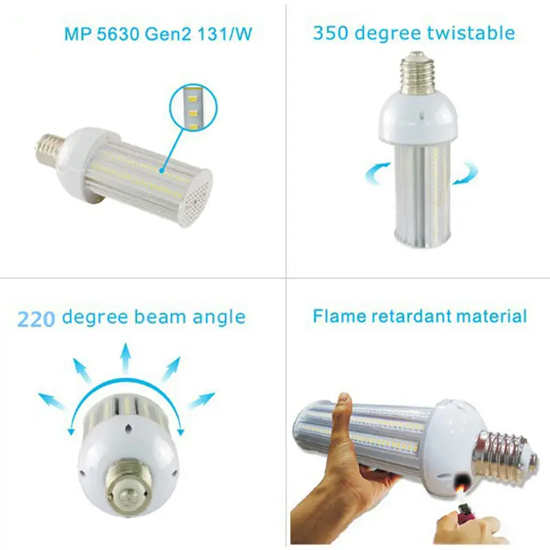 Светодиодный уличный светильник лампочка AC85-265V 25 Вт, 35 Вт, 45 Вт 55 Вт E27/E40 светодиодный уличный светильник светодиодный кукурузный светильник E26 E39 светодиодный парковки светильник 130LM/w