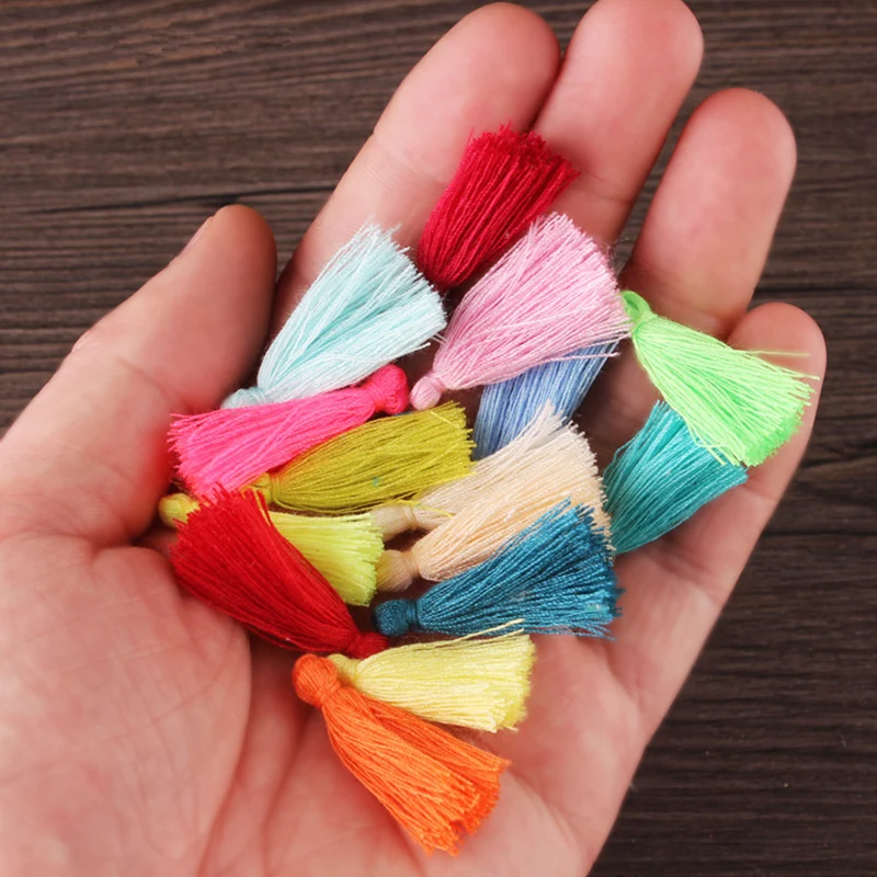 100PC 3CM Mini Cotton Thread Fabric Tassel DIY Pendant Jewelry Bracelet