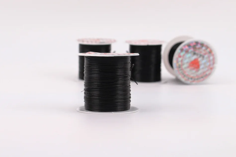 Горячая черный 10 м/рулонная нить плетения Полиамид спандекс рыболовная нитка парик/сетка для наращивания волос инструменты/зажимы