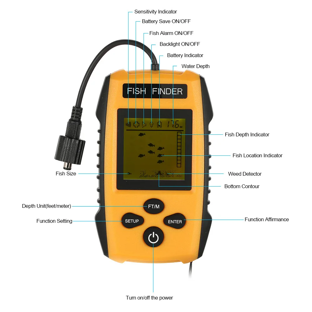 صياد السمك ل الصيد صياد السمك تحت الماء إنذار سونار العمق مسبار إنذار Fishfinder المحيط نهر بحيرة البحر الصيد
