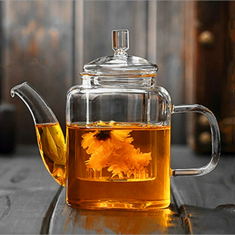 300ML square flower teapot with inner filter teapot heat ...