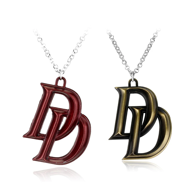 

Movie Series Marvel Jewelry Comics Superhero Daredevil Double D Red Pendant Necklace Latest Fashion Accessories