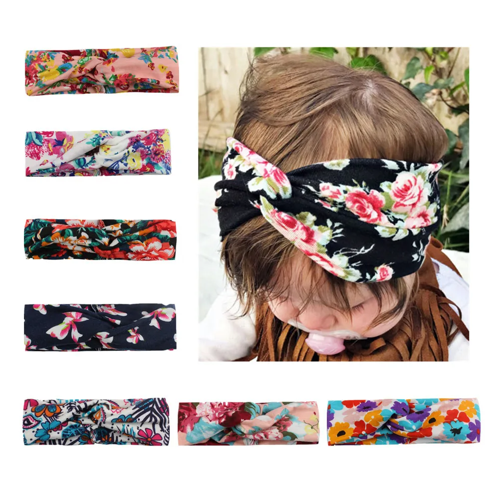 

Cute Print Knot Headband Baby Girls Headwraps Turban Headbands Infant Cross Front Hairband