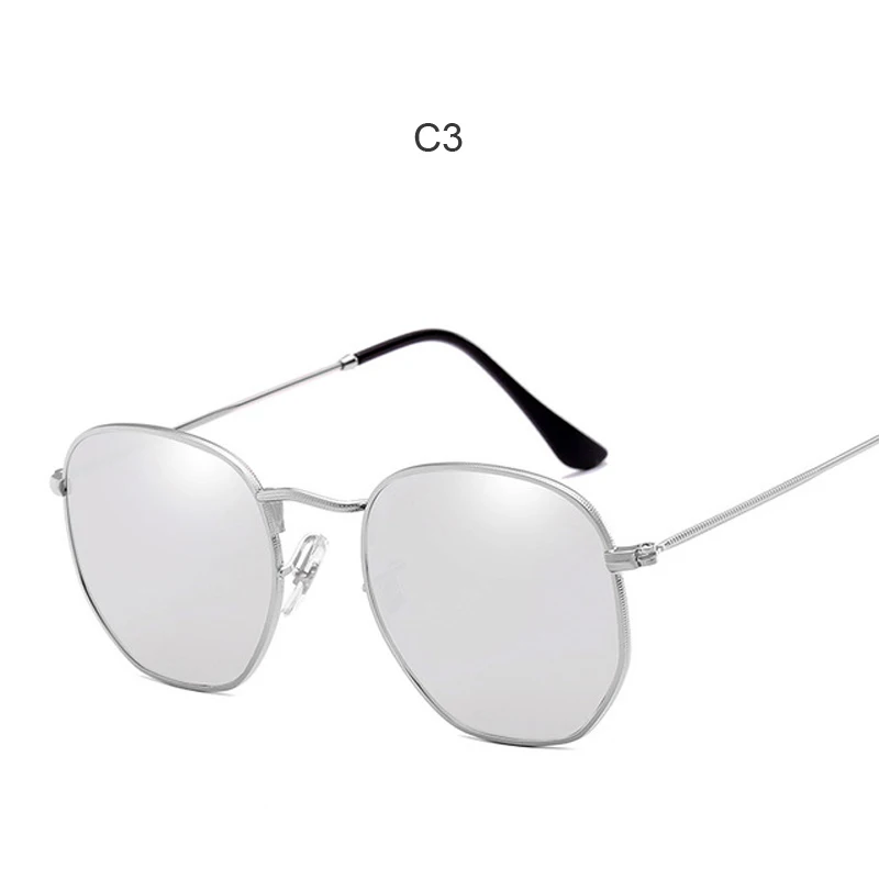 Модные солнцезащитные очки женские брендовые дизайнерские маленькие оправа для очков многогранник прозрачные солнцезащитные очки Мужские Винтажные Солнцезащитные очки Шестигранная металлическая оправа - Цвет линз: LE3548-C3
