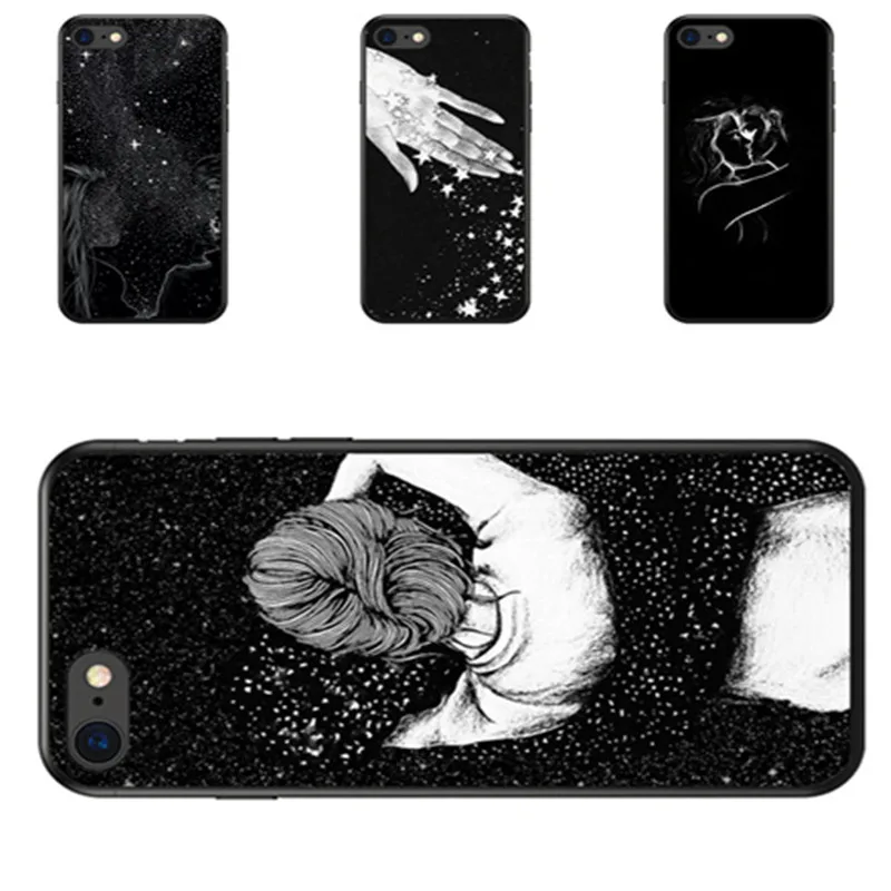 

Universe Series Phone Cases For iphone8 8Plus Case Cartoon Airship Lovers Stars Sky Soft TPU Cover For iphone7 7Plus case