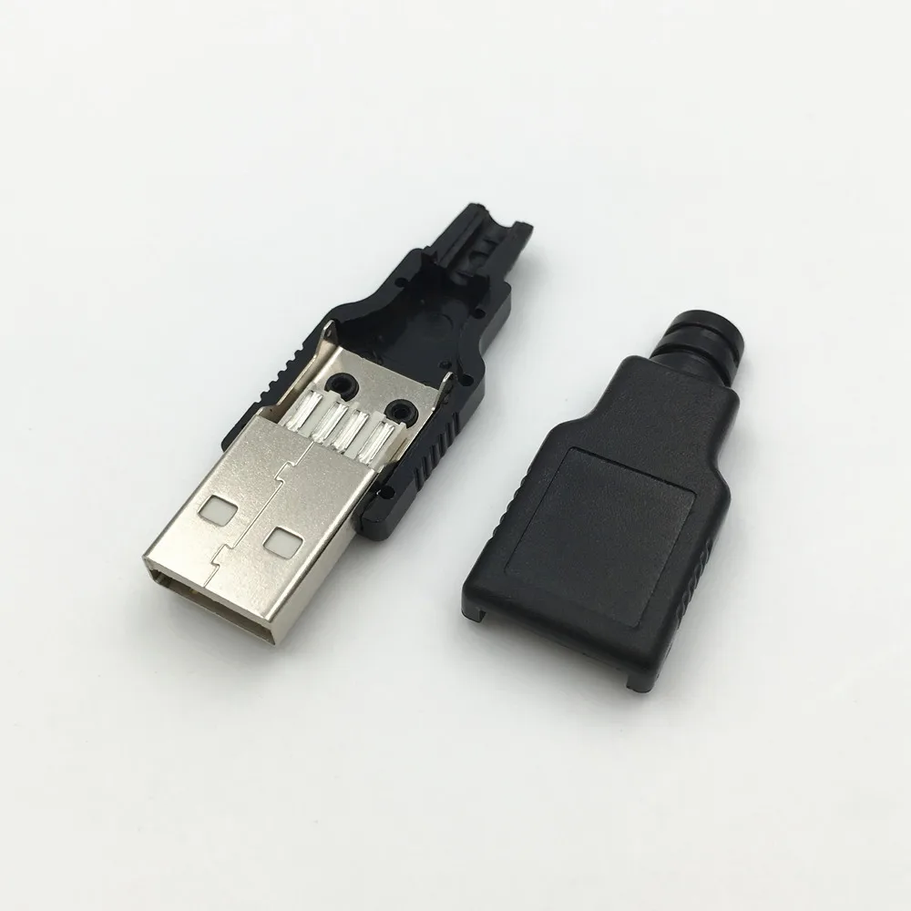 10 компл. DIY USB 2,0 A Тип Мужской сборки адаптер Разъем гнездо черный припой пластиковый корпус