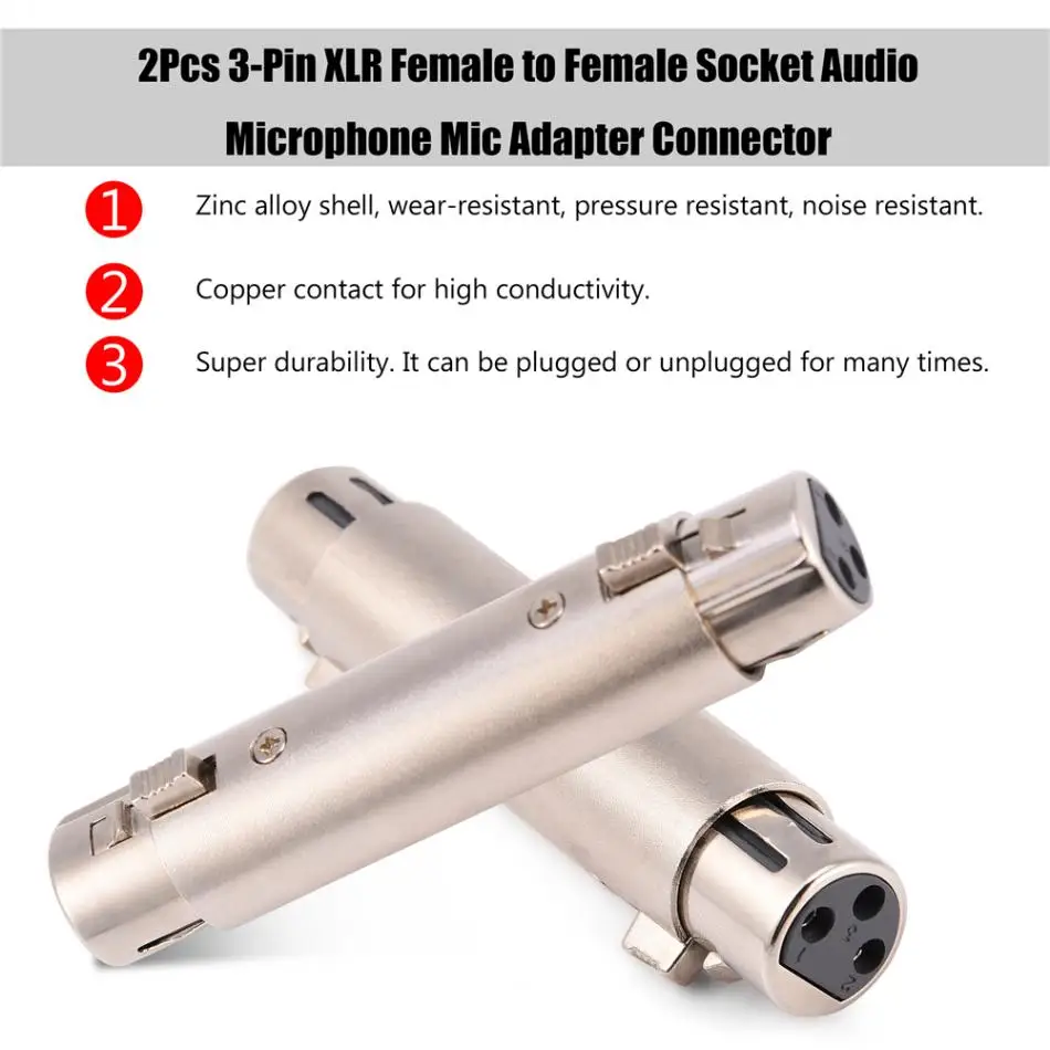 2 шт. 3 контактный переходник для микрофона|xlr female|xlr female to femalexlr 3-pin |