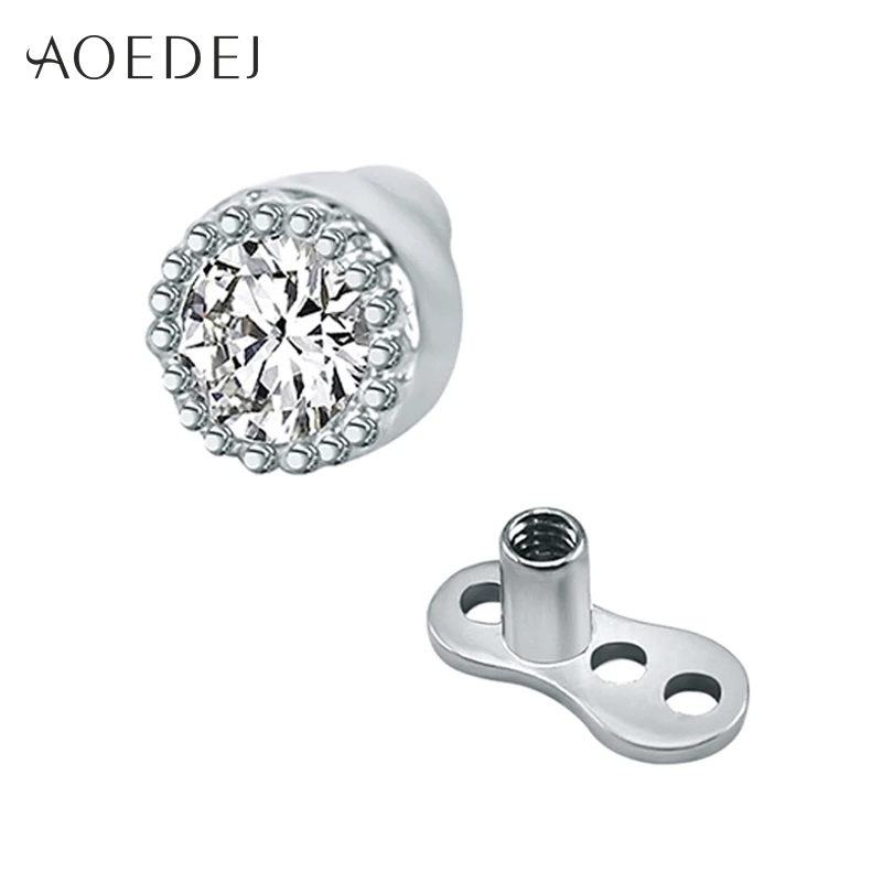 

AOEDEJ Crystal Dermal Anchor Jewelry Stainless Steel Piercing Micro Dermal Gem Micro Dermal Anchor Top Dermal Piercings Hide It