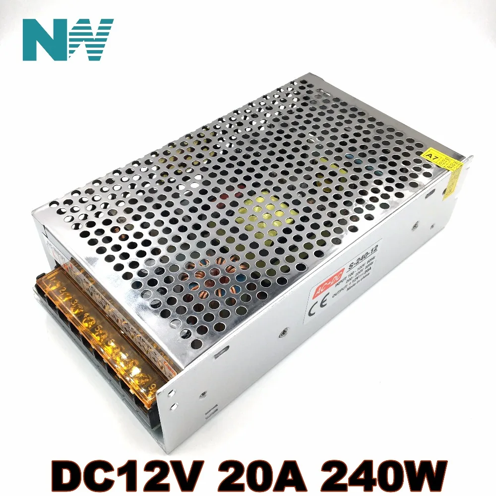Светодиодный драйвер AC110V 220V к DC12V 20A 240W импульсный источник питания адаптер для