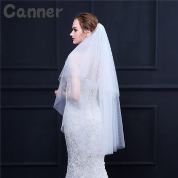 

Romantic Bridal Wedding Veil Two Layer Bridal Veils Soft Bridal Illusion White Ribbon Edges Veil Gifts Women Hair Accessories A4