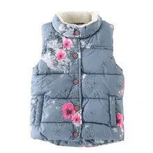 Малыш девушки верхняя одежда на осень пальто для малышей с цветочным принтом зимний жилет Детская Пальто для маленьких девочек