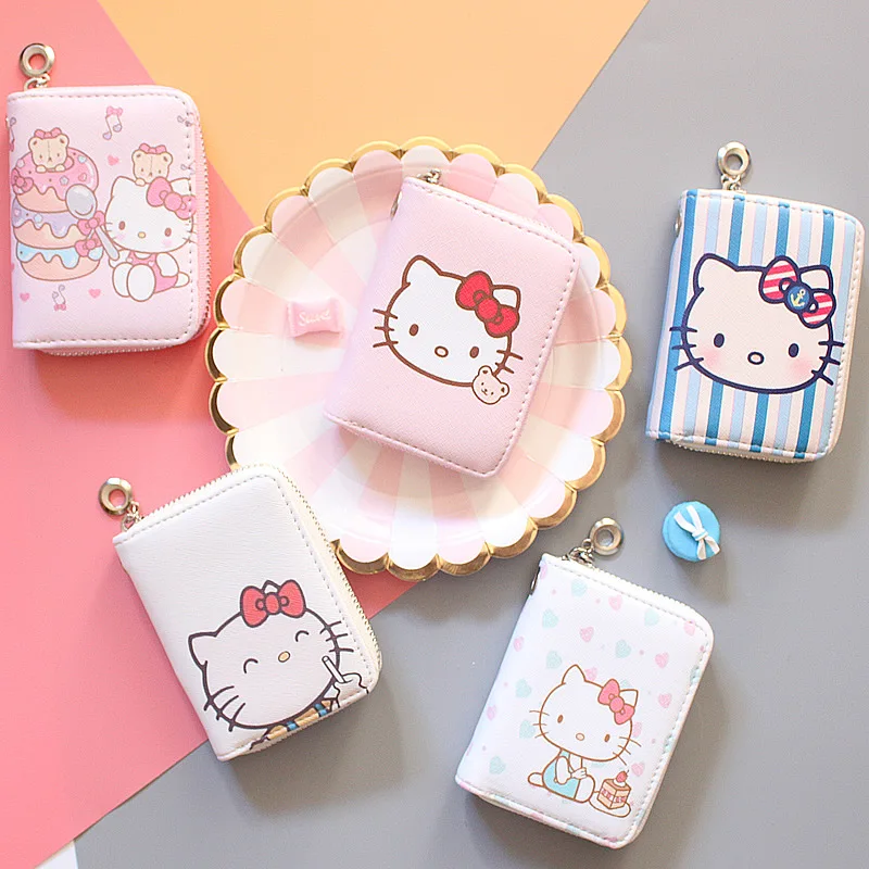 

Fashion Women's Wallet Lovely Cartoon kitty cat Short Leather Female Small Coin Purse Zipper Kids Purse Card Holder For Girls