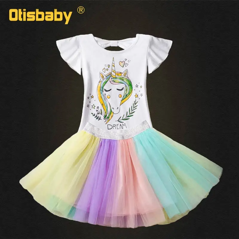 Костюм «Единорог» для девочек, блестящая футболка+ детская юбка пачка с единорогом одежда для маленьких девочек бальное платье, детский спортивный костюм