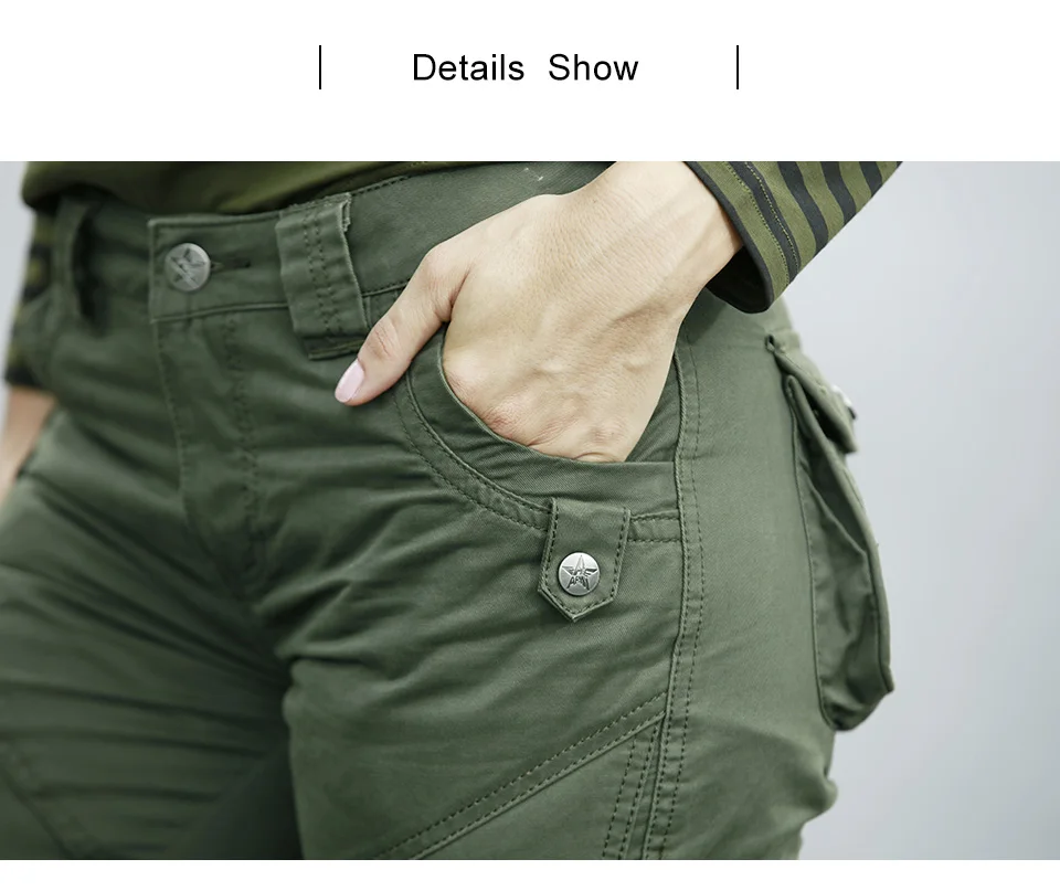 Военные женские брюки с 6 карманами, хаки, Осенние повседневные штаны, женские спортивные штаны, прямая женская одежда, брюки с высокой талией