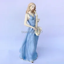 Фарфоровая статуэтка саксофона для паба и девушки, керамическая статуэтка саксиста для женщин, аксессуары для декора комнаты и сувенира