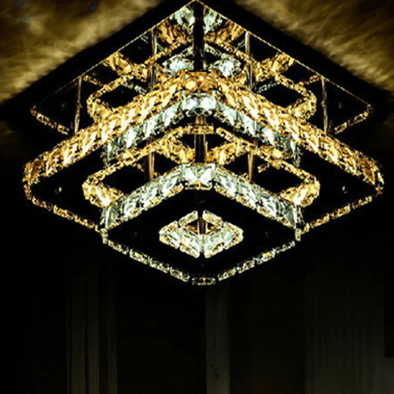 

1 PCS Square LED Crystal Light Chandelier Lighting for Aisle Porch Hallway Stairs wth LED Light Bulb 12 Watt 100% Guarantee